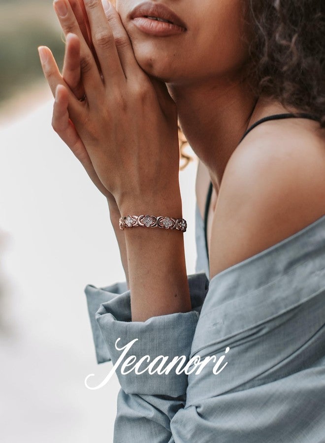 أساور وخواتم جيكانوري النحاسية للنساء، سوار مغناطيسي من النحاس الخالص مزود بمغناطيس بقوة 3500 غاوس، هدية مثالية - Image 2